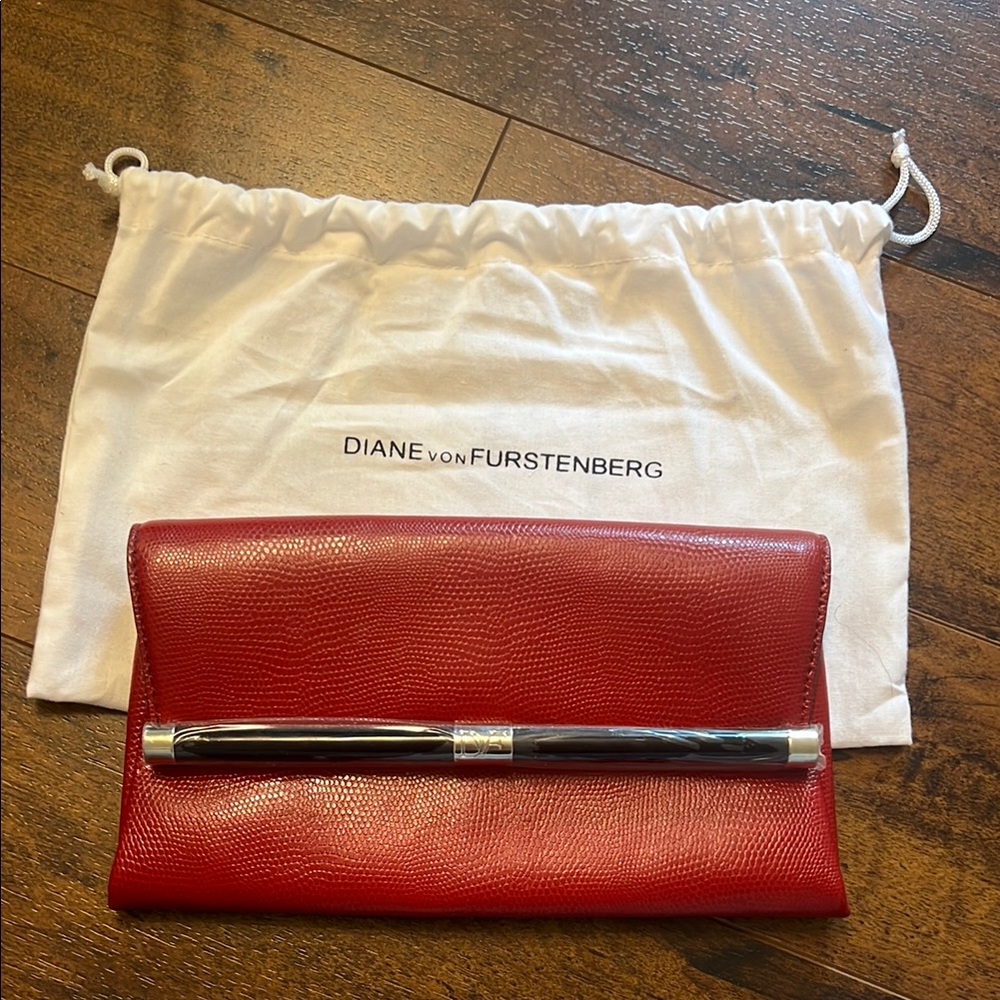 Diane Von Furstenberg Red Leather Clutch